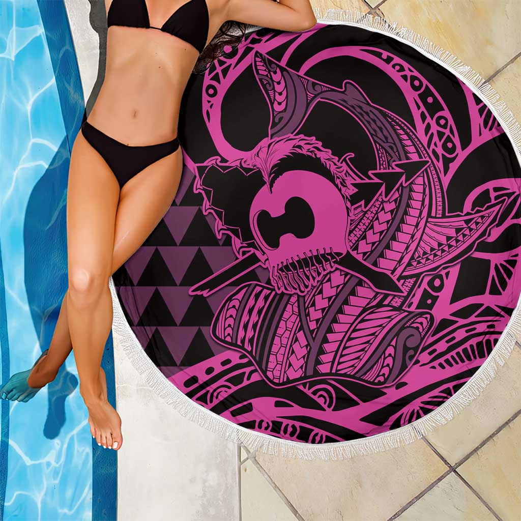 Koa Ikaika Warrior Helmet with Shark Beach Blanket Pink Kakau Style LT9 - Polynesian Pride