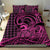 Koa Ikaika Warrior Helmet with Shark Bedding Set Pink Kakau Style