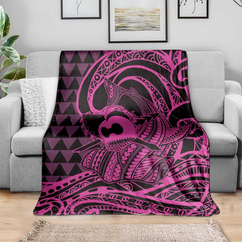 Koa Ikaika Warrior Helmet with Shark Blanket Pink Kakau Style LT9 - Polynesian Pride