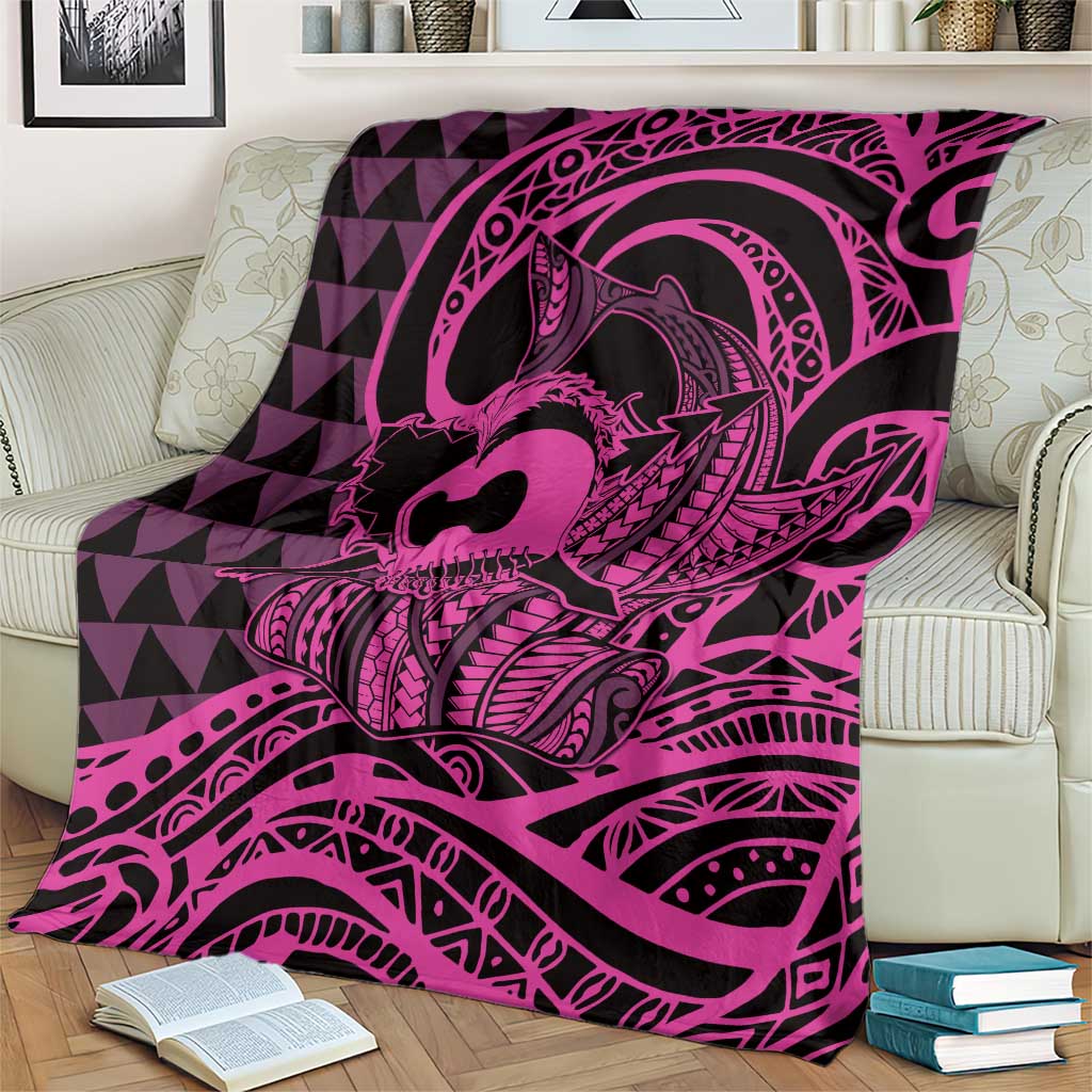 Koa Ikaika Warrior Helmet with Shark Blanket Pink Kakau Style LT9 - Polynesian Pride