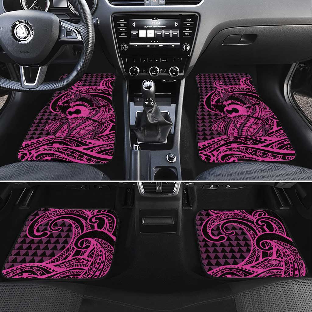 Koa Ikaika Warrior Helmet with Shark Car Mats Pink Kakau Style