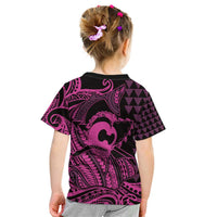 Koa Ikaika Warrior Helmet with Shark Kid T Shirt Pink Kakau Style