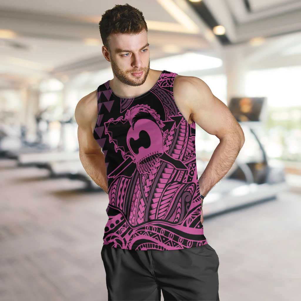 Koa Ikaika Warrior Helmet with Shark Men Tank Top Pink Kakau Style LT9 Pink - Polynesian Pride