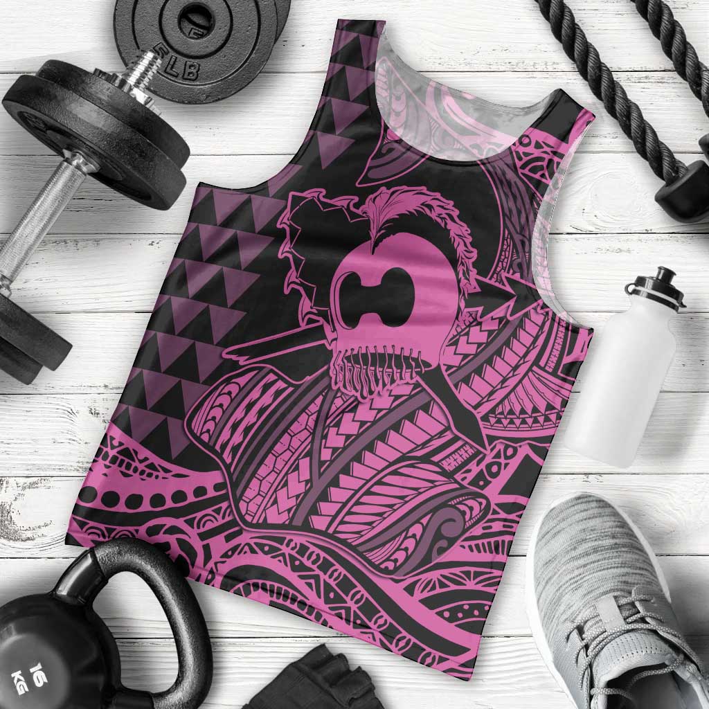 Koa Ikaika Warrior Helmet with Shark Men Tank Top Pink Kakau Style LT9 - Polynesian Pride