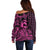 Koa Ikaika Warrior Helmet with Shark Off Shoulder Sweater Pink Kakau Style