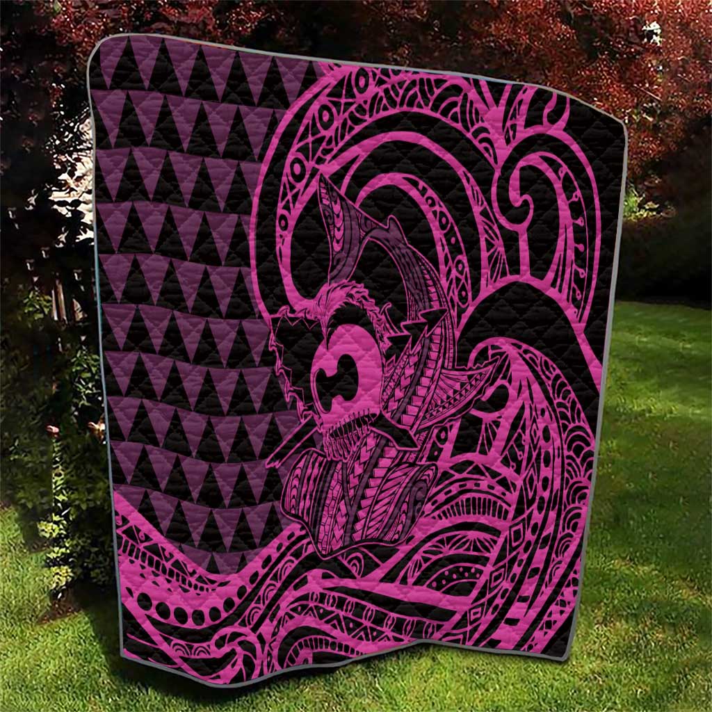 Koa Ikaika Warrior Helmet with Shark Quilt Pink Kakau Style