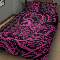 Koa Ikaika Warrior Helmet with Shark Quilt Bed Set Pink Kakau Style LT9 - Polynesian Pride