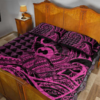 Koa Ikaika Warrior Helmet with Shark Quilt Bed Set Pink Kakau Style LT9 - Polynesian Pride