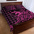 Koa Ikaika Warrior Helmet with Shark Quilt Bed Set Pink Kakau Style