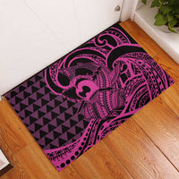 Koa Ikaika Warrior Helmet with Shark Rubber Doormat Pink Kakau Style LT9 - Polynesian Pride
