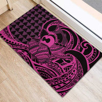 Koa Ikaika Warrior Helmet with Shark Rubber Doormat Pink Kakau Style LT9 - Polynesian Pride
