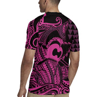 Koa Ikaika Warrior Helmet with Shark Rugby Jersey Pink Kakau Style LT9 - Polynesian Pride