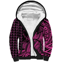 Koa Ikaika Warrior Helmet with Shark Sherpa Hoodie Pink Kakau Style LT9 Unisex Pink - Polynesian Pride