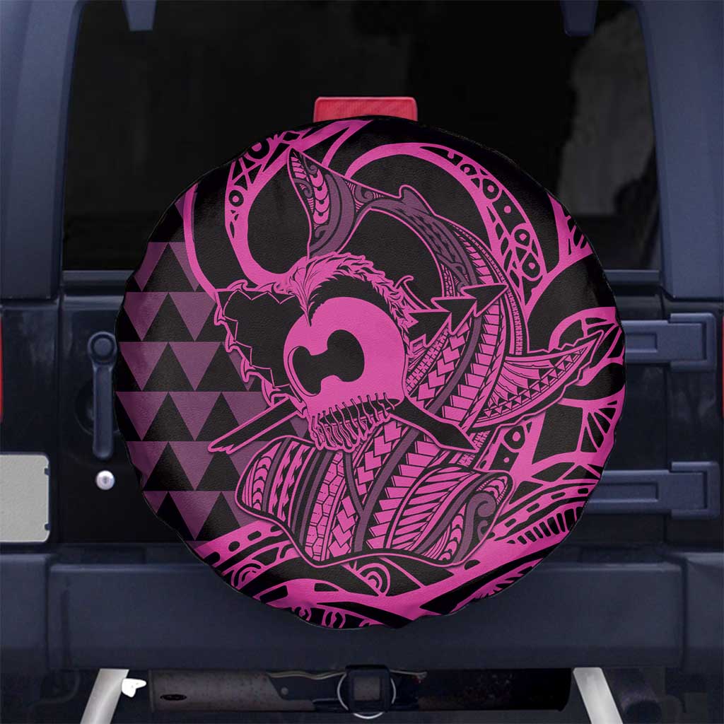 Koa Ikaika Warrior Helmet with Shark Spare Tire Cover Pink Kakau Style LT9 - Polynesian Pride