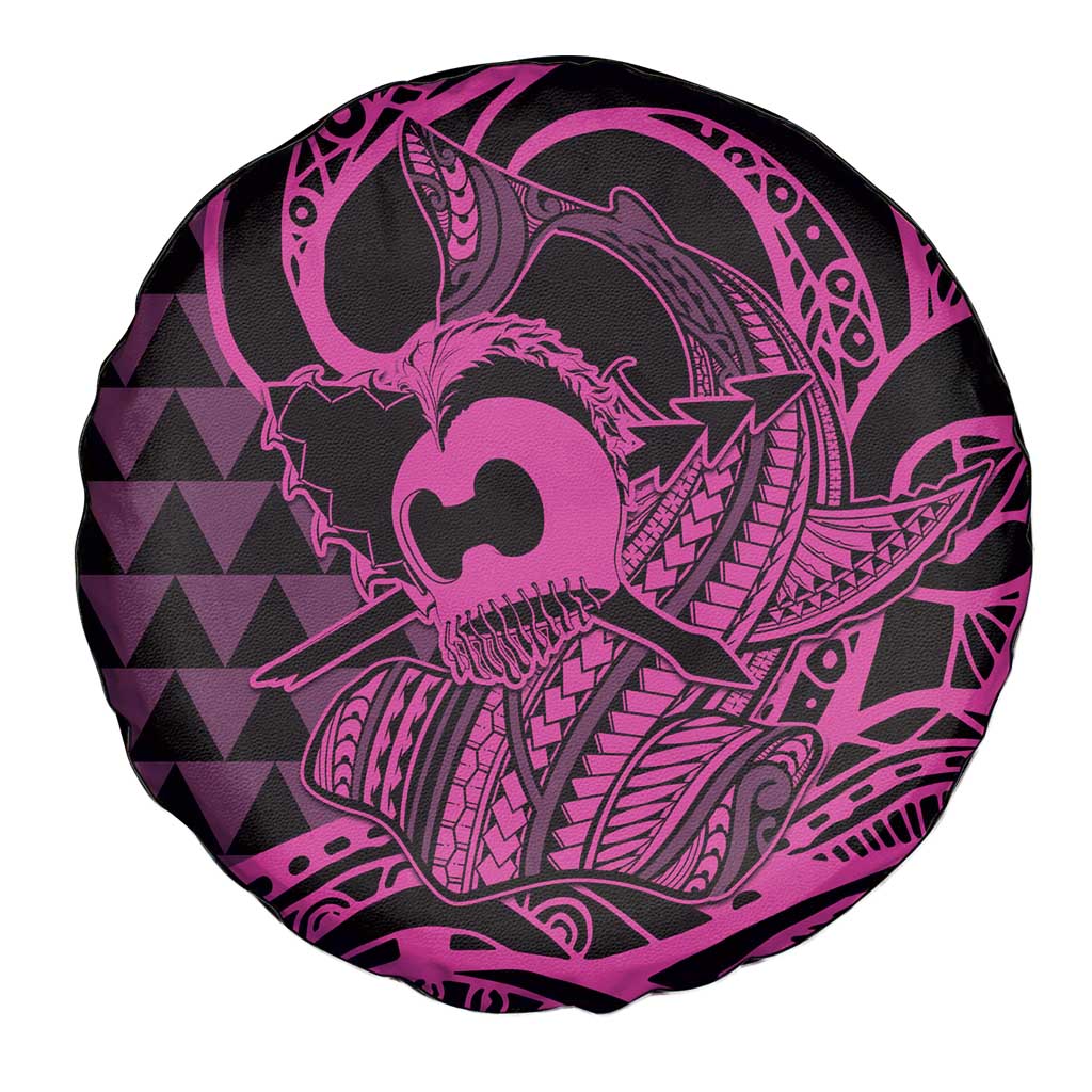 Koa Ikaika Warrior Helmet with Shark Spare Tire Cover Pink Kakau Style LT9 - Polynesian Pride
