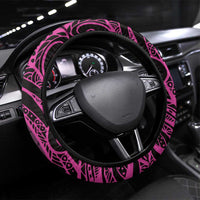 Koa Ikaika Warrior Helmet with Shark Steering Wheel Cover Pink Kakau Style LT9 Universal Fit Pink - Polynesian Pride