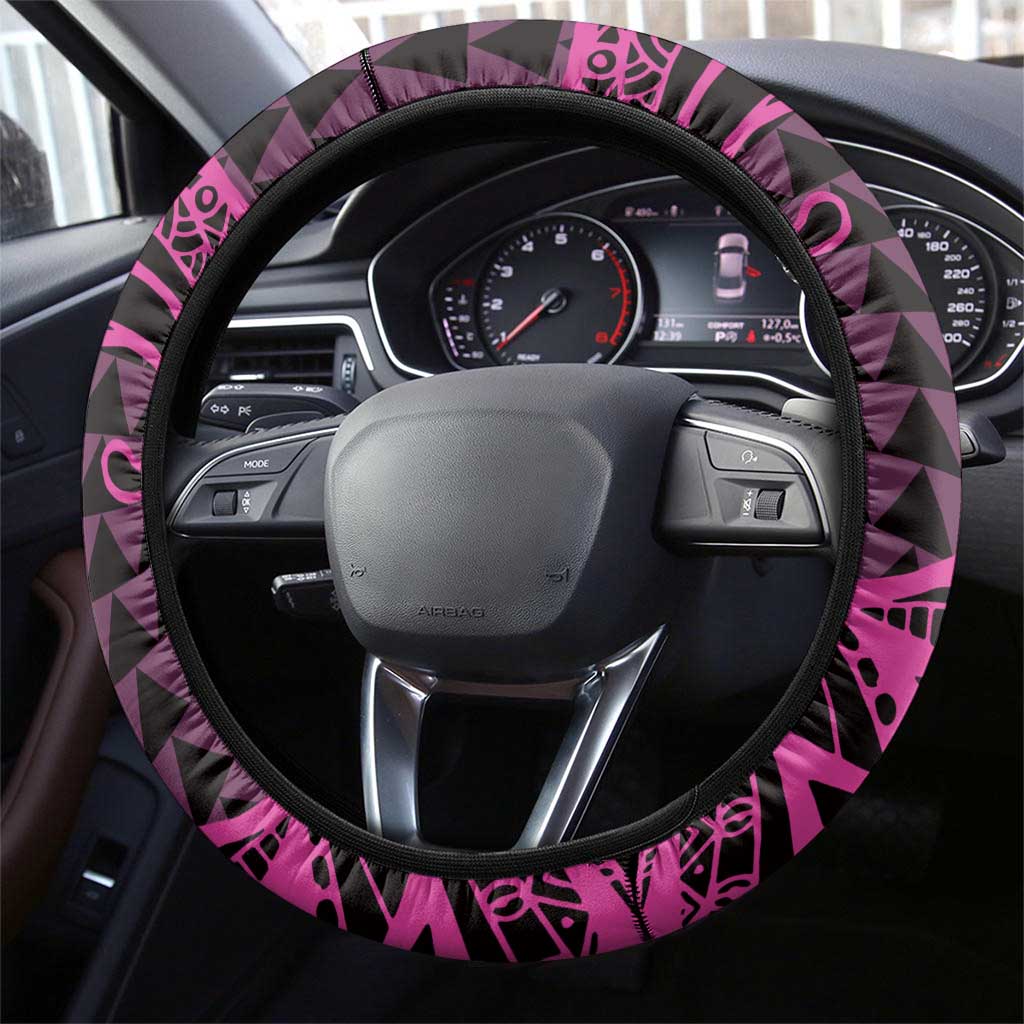 Koa Ikaika Warrior Helmet with Shark Steering Wheel Cover Pink Kakau Style LT9 - Polynesian Pride