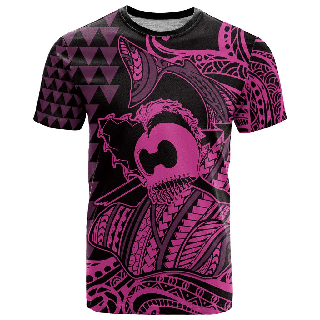 Koa Ikaika Warrior Helmet with Shark T Shirt Pink Kakau Style LT9 Pink - Polynesian Pride