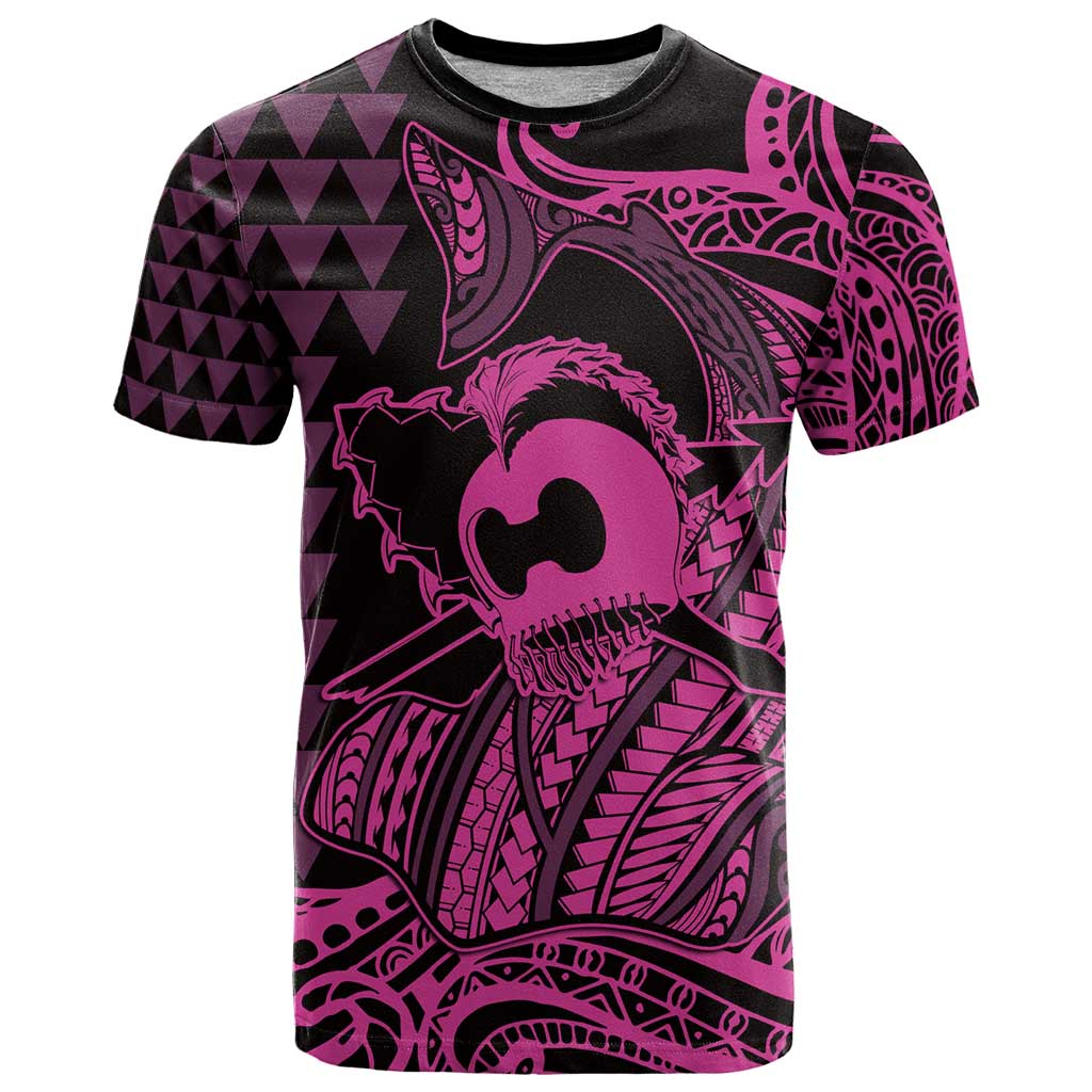 Koa Ikaika Warrior Helmet with Shark T Shirt Pink Kakau Style