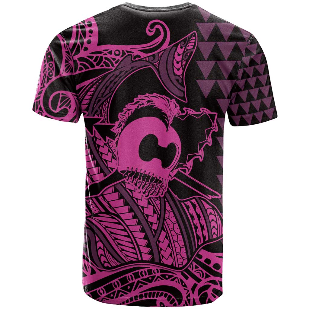 Koa Ikaika Warrior Helmet with Shark T Shirt Pink Kakau Style LT9 - Polynesian Pride