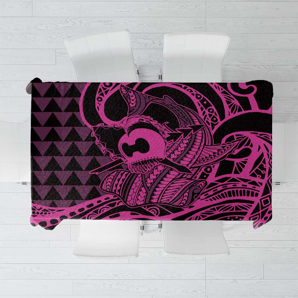 Koa Ikaika Warrior Helmet with Shark Tablecloth Pink Kakau Style LT9 Pink - Polynesian Pride