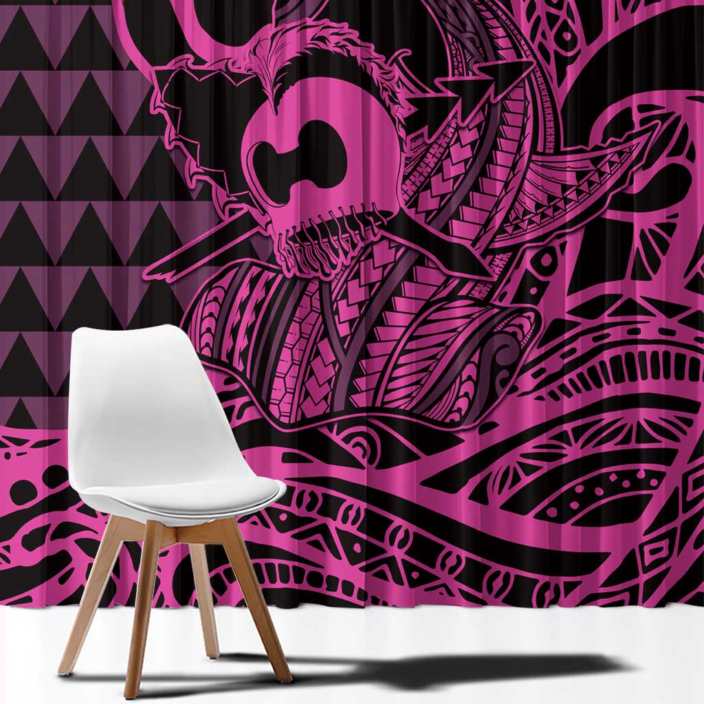 Koa Ikaika Warrior Helmet with Shark Window Curtain Pink Kakau Style LT9 - Polynesian Pride