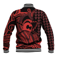 Koa Ikaika Warrior Helmet with Shark Baseball Jacket Red Kakau Style LT9 - Polynesian Pride