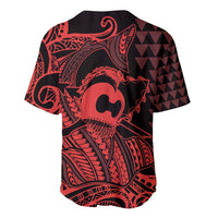 Koa Ikaika Warrior Helmet with Shark Baseball Jersey Red Kakau Style
