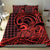 Koa Ikaika Warrior Helmet with Shark Bedding Set Red Kakau Style