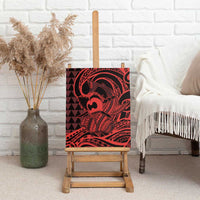 Koa Ikaika Warrior Helmet with Shark Canvas Wall Art Red Kakau Style LT9 - Polynesian Pride