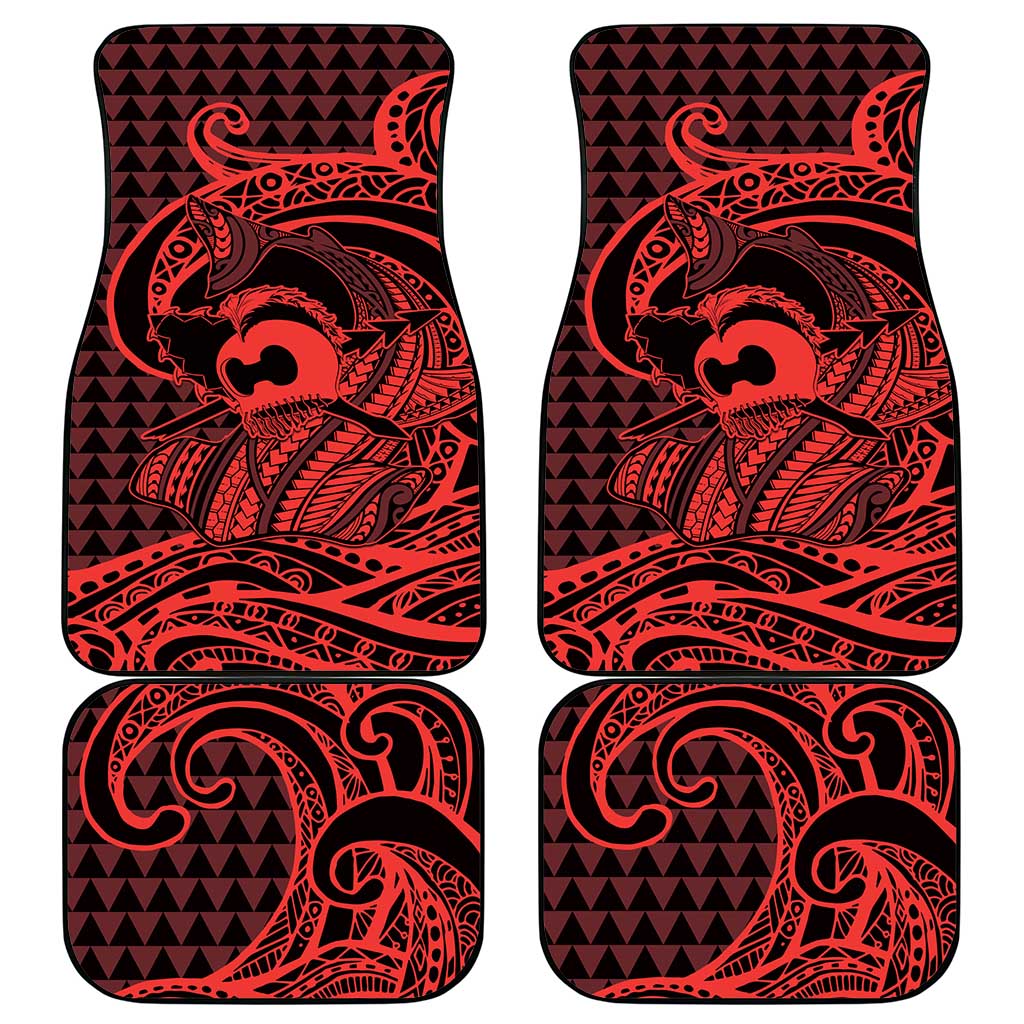 Koa Ikaika Warrior Helmet with Shark Car Mats Red Kakau Style LT9 - Polynesian Pride