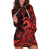 Koa Ikaika Warrior Helmet with Shark Hoodie Dress Red Kakau Style LT9 Red - Polynesian Pride