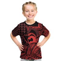 Koa Ikaika Warrior Helmet with Shark Kid T Shirt Red Kakau Style