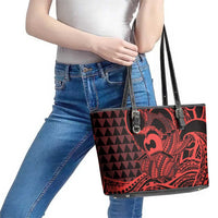 Koa Ikaika Warrior Helmet with Shark Leather Tote Bag Red Kakau Style LT9 - Polynesian Pride