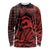 Koa Ikaika Warrior Helmet with Shark Long Sleeve Shirt Red Kakau Style