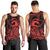 Koa Ikaika Warrior Helmet with Shark Men Tank Top Red Kakau Style