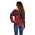 Koa Ikaika Warrior Helmet with Shark Off Shoulder Sweater Red Kakau Style