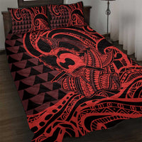 Koa Ikaika Warrior Helmet with Shark Quilt Bed Set Red Kakau Style LT9 Red - Polynesian Pride