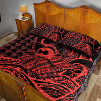 Koa Ikaika Warrior Helmet with Shark Quilt Bed Set Red Kakau Style LT9 - Polynesian Pride