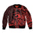 Koa Ikaika Warrior Helmet with Shark Sleeve Zip Bomber Jacket Red Kakau Style