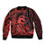 Koa Ikaika Warrior Helmet with Shark Sleeve Zip Bomber Jacket Red Kakau Style