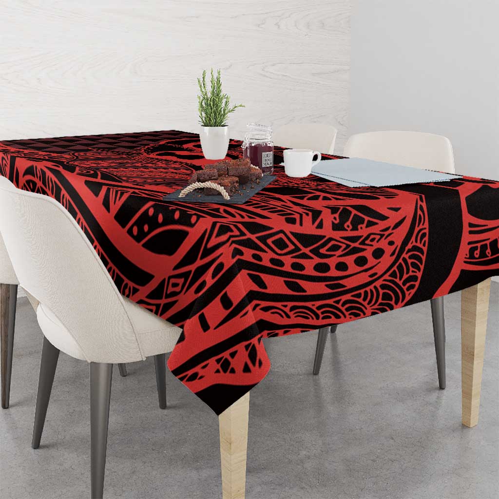 Koa Ikaika Warrior Helmet with Shark Tablecloth Red Kakau Style LT9 - Polynesian Pride