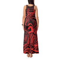 Koa Ikaika Warrior Helmet with Shark Tank Maxi Dress Red Kakau Style LT9 - Polynesian Pride
