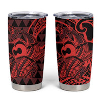 Koa Ikaika Warrior Helmet with Shark Tumbler Cup Red Kakau Style LT9 Red - Polynesian Pride