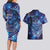 North Island Kokako and South Island Kokako Couples Matching Long Sleeve Bodycon Dress and Hawaiian Shirt New Zealand Native Bird with Galaxy Vibe