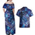 North Island Kokako and South Island Kokako Couples Matching Off Shoulder Maxi Dress and Hawaiian Shirt New Zealand Native Bird with Galaxy Vibe