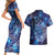 North Island Kokako and South Island Kokako Couples Matching Short Sleeve Bodycon Dress and Hawaiian Shirt New Zealand Native Bird with Galaxy Vibe