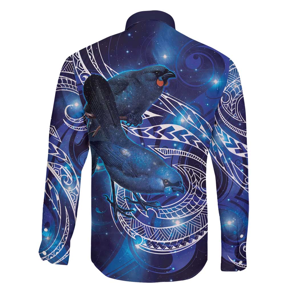 North Island Kokako and South Island Kokako Family Matching Mermaid Dress and Hawaiian Shirt New Zealand Native Bird with Galaxy Vibe