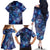 North Island Kokako and South Island Kokako Family Matching Off The Shoulder Long Sleeve Dress and Hawaiian Shirt New Zealand Native Bird with Galaxy Vibe