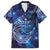 North Island Kokako and South Island Kokako Family Matching Off The Shoulder Long Sleeve Dress and Hawaiian Shirt New Zealand Native Bird with Galaxy Vibe